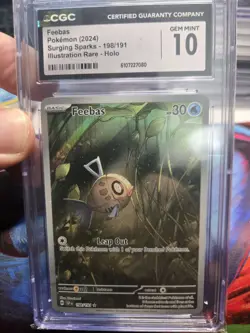 CGC 10 GEM MINT Surging Sparks 198/191 Feebas Illustration Rare Holo Pokemon - Image 1