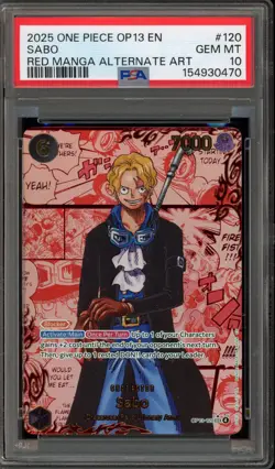 One Piece CCG Sabo Red Manga Alternate Art OP13-120 PSA 10 Gem Mint - Image 1