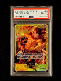 One Piece Portgas D. Ace OP07-119 SEC Secret Rare PRB02 EN PSA 10 GEM MINT - Image 1