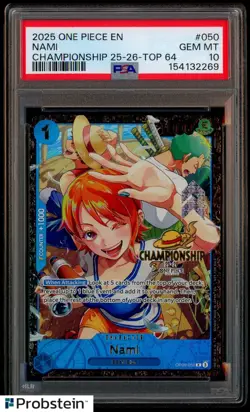 2025 One Piece Championship 25-26 Nami Top 64 Prize #OP09-050 PSA 10 GEM MINT - Image 1