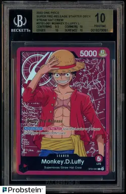 Monkey.D.Luffy ST01-001 Super Pre-Release 2022 One Piece Straw Hat Crew BGS 10 - Image 1