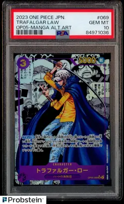 2023 One Piece Japanese OP05 Manga Alternate Art #069 Trafalgar Law PSA 10 - Image 1