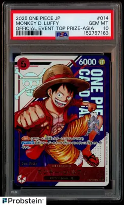 2025 One Piece Japanese Official Event Prize ASIA #014 Monkey D. Luffy PSA 10 - Image 1
