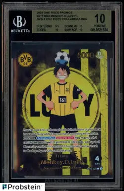 2025 ONE PIECE PROMOS BVB X ONE PIECE MATCH DAY MONKEY D LUFFY BGS 10 PRISTINE - Image 1