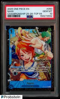 2025 One Piece Championship 25-26 Nami Top 64 Prize #OP09-050 PSA 10 GEM MINT - Image 1