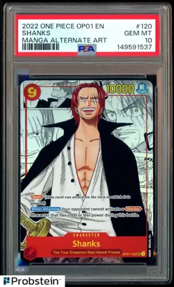 2022 One Piece OP01 EN Manga Alternate Art #120 Shanks PSA 10 GEM MINT - Image 1