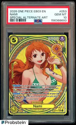 2026 One Piece EB03 Heroines Edition Special Alternate Art EN #053 Nami PSA 10 - Image 1