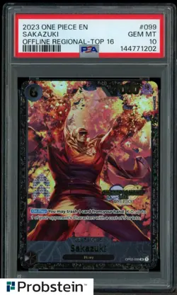 2023 One Piece EN Offline Regional Top 16 #099 Sakazuki PSA 10 GEM MINT - Image 1