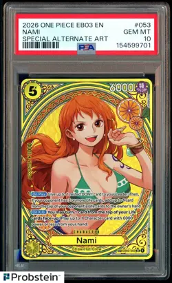 2026 One Piece EB03 Heroines Edition Special Alternate Art EN #053 Nami PSA 10 - Image 1