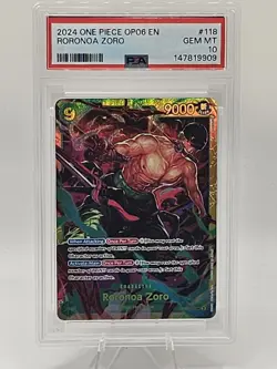 2024 One Piece OP06 English #118 Roronoa Zoro SEC GEM MT PSA 10! - Image 1