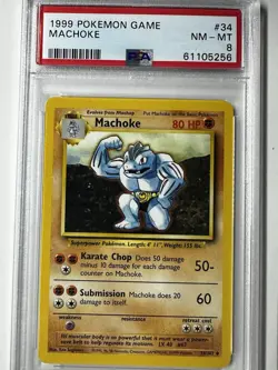1999 POKEMON GAME #34 MACHOKE - PSA 8 (NEAR MINT-MINT) - Image 1