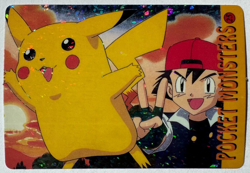 Pokemon Pocket Monsters Vending Prism Holo Vintage Sticker #25 PIKACHU ASH rare - Image 1