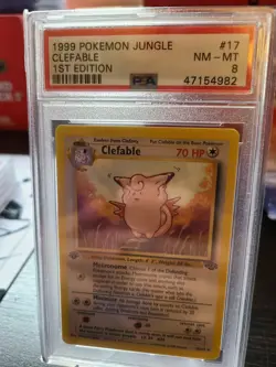1999 Pokemon Jungle 17 Clefable 1st Edition PSA 8 - Image 1