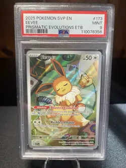 Eevee SVP-EN #173 - Prismatic Evolutions TCG - Pokemon Center ETB Promo - PSA 9 - Image 1