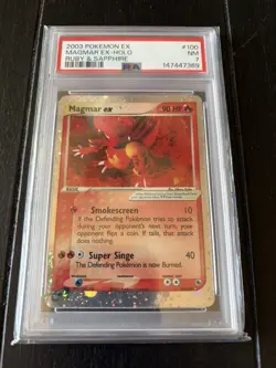 2003 POKEMON EX RUBY & SAPPHIRE #100 MAGMAR EX-HOLO PSA 7 - Image 1