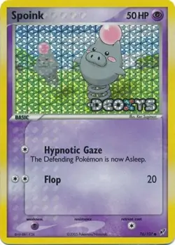 Heavily Played Spoink - 76/107 - Common - Reverse Holo Pokemon Deoxys - Image 1
