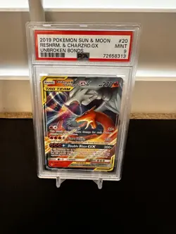 2019 Pokemon Sun & Moon - Reshiram & Charizard GX Unbroken Bonds #20/214 - PSA 9 - Image 1