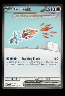 Pokemon Eiscue ex SV03: Obsidian Flames #222/197 NM - Image 1