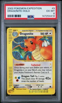 Pokemon Dragonite Holo PSA 6 EX-MT 2002 Expedition #9 E-Reader Rare Holo - Image 1