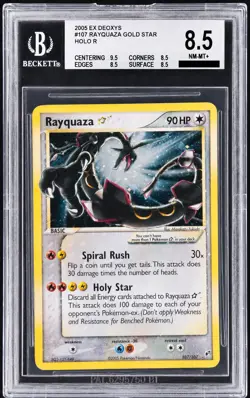 Pokemon EX Deoxys Rayquaza Gold Star Holo Card 107/107 2005 BGS 8.5 CLEAN - Image 2