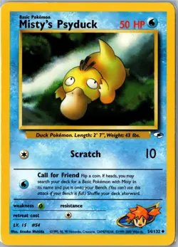 Pokemon Card - Misty's Psyduck 54/132 Gym Heroes Uncommon Heavily Played - Image 1