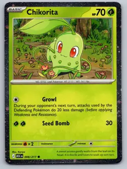 CHIKORITA (COSMOS HOLO) 008/217 C POKEMON MISCELLANEOUS CARDS & PRODUCTS NM/M - Image 1