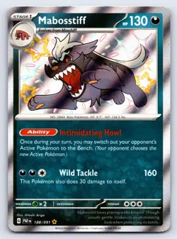 Mabosstiff 188/091 Shiny Rare Paldean Fates Pokemon Near Mint - Image 1