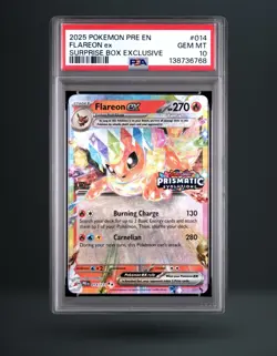 Pokemon Prismatic Evolutions: Flareon ex Promo Holo 014/131 PSA 10 2025 - Image 1