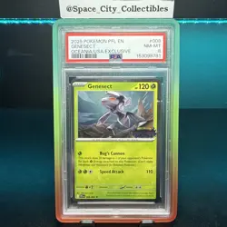 Pokemon TCG Genesect 008/094 Phantasmal Flames Stamp 2025 Cosmos Holo PSA 8 - Image 1