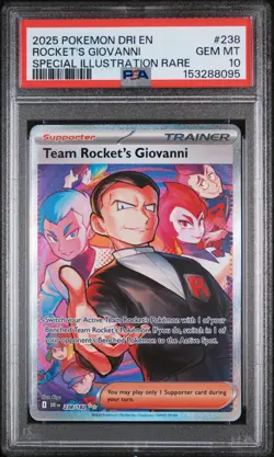 2025 POKEMON DRI EN-DESTINED RIVALS #238 TEAM ROCKET'S GIOVANNI PSA 10 - Image 1