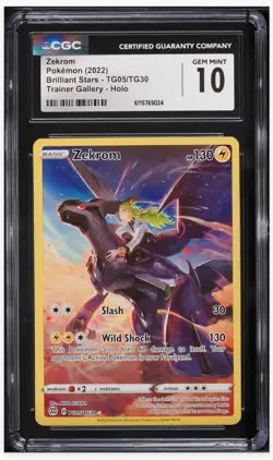 2022 😺 CGC 10 Zekrom TG05/TG30 Brilliant Stars Trainer Gallery Gem Mint Pokemon - Image 1