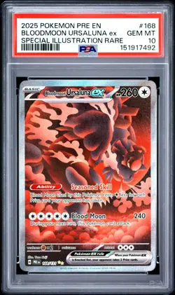 2025 Pokemon Bloodmoon Ursaluna ex 168 SIR Prismatic Evolutions GEM MINT PSA 10 - Image 1