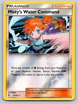 Misty's Water Command 63/68 Holo Rare Hidden Fates Pokemon Reverse Holo NM - Image 1