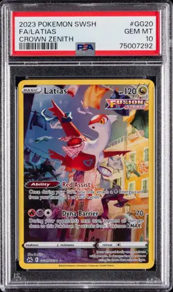 2023 POKEMON SWORD & SHIELD CROWN ZENITH #GG20 FULL ART/LATIAS PSA 10 - Image 1