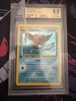 Pokemon BGS 9.5 1st edition holo rare Kabutops 6/75 Neo Discovery Pop 18 - Image 1
