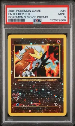 Pokemon the Movie 3 Black Star Promo Entei Reverse Holo PSA 9 SWIRL - Image 1