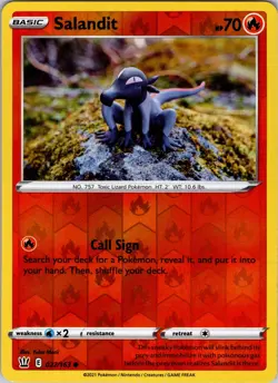 Salandit 027/163 Common Battle Styles Pokemon Reverse Holo NM - Image 1