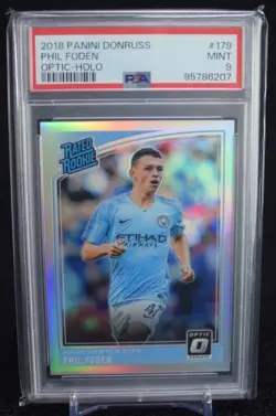 [PSA9] ya37 2018 Panini Donruss Rated Rookie Optic Holo Phil Foden Soccer Card P - Image 1