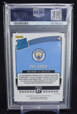 [PSA9] ya37 2018 Panini Donruss Rated Rookie Optic Holo Phil Foden Soccer Card P - Image 2