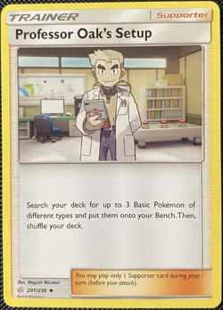 Professor Oak's Setup 201/236 Sm-Cosmic Eclipse Regular - Pokemon Card - Image 1