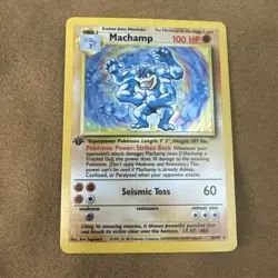 Vintage Pokemon Machamp Holo 1st Edition 8/102 Base Set Trading Card - Image 1