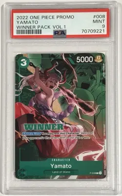 2022 One Piece Yamato P-008 Tournament Promo Winner Pack Vol. 1 PSA 9 English - Image 1