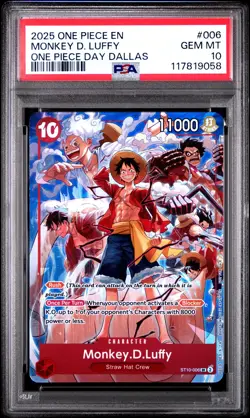 PSA 10 2025 One Piece Promos #006 Monkey D. Luffy Dallas Day GEM MT - Image 1
