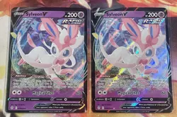 2021 Pokemon Evolving Skies Sylveon V Rapid Strike Full Art (2 Cards) LP & MP - Image 1