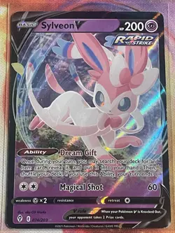 2021 Pokemon Evolving Skies Sylveon V Rapid Strike Full Art (2 Cards) LP & MP - Image 4