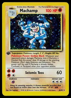 Pokemon Card - Machamp Base Set 1st Edition 8/102 Cosmos Holo Rare - Image 1