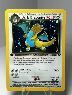Pokemon TCG Dark Dragonite Holo Rare Card 1st Edition 5/82 - Image 1