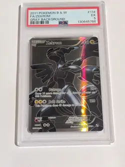 Pokemon 2011 Black White Black Background #114 Full Art Zekrom PSA 5 - Image 1