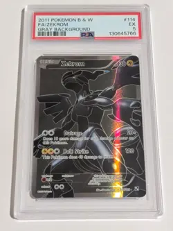 Pokemon 2011 Black White Black Background #114 Full Art Zekrom PSA 5 - Image 2
