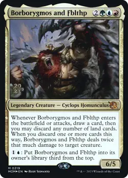 MTG Borborygmos and Fblthp [March of the Machine Prerelease Promos] Foil Near Mi - Image 1